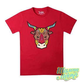 Прикольные футболки: Буйвол Этника Красная